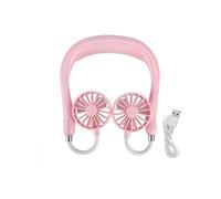 Ventilateur électrique suspendu à cou de charge USB portable pour le sport en plein air (rose)