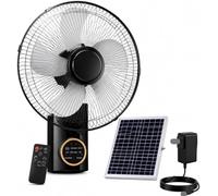 Ventilateur extérieur étanche 16" pour Patio, Ventilateurs solaires muraux pour l'extérieur, 90° oscillant 3 Vitesses Ventilateur Solaire Haute Vitesse pour Le Camping à Domicile Pêche avec minuterie