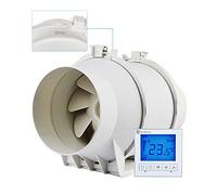 Ventilateur extracteur rond 150 mm 3 vitesses IP44 moteur silencieux pour | Affichage de la température LCD et retard d'arrêt réglable pour un contrôle confortable e protection IP44 contre