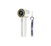 Ventilateur haute vitesse,ELVANZA Ventilateur,réglage continu sur 200 niveaux,double flux d'air puissant,grande autonomie,finition laquée, mousqueton pour un transport facile,blanc blanc