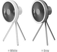 ventilateur LED 7" à turbine suspendue avec trépied - Ventilateur de camping USB, 3 vitesses & luminosité, ventilateur de plafond LED pour bureau & camping