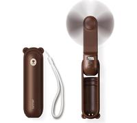 Ventilateur manuel Jisulife Ventilateur USB portable Life8 avec batterie portable Powerbank et lampe de poche - marron