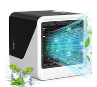 Ventilateur Mini Climatiseur Portable 500ml, Type-C Individuel Silencieux Climatiseur Mobile sans Évacuation à 3 Vitesses, pour une Utilisation sur un Bureau au Travail ou en Résidence, Blanc