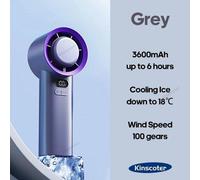 Ventilateur miniature - Ventilateur de poche - Vent - Portable - Petit - Gris - 3600 mAh - Batterie rechargeable