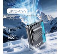 Ventilateur multifonctionnel à suspendre à la taille, 4000 mAh, mini ventilateur rafraîchissant, cinq vitesses, portable, rechargeable, avec affichage numérique B Black