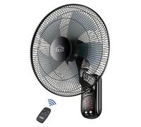 Ventilateur mural 40W Ø40cm 3 Vitesses Brasseur d'air noir 5 pales Flux d'air important Télécommande & Minuterie 7h30