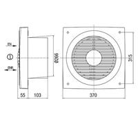 Ventilateur mural encastrable 39W, 630cbm/h, IP44 - Ventilateur 250mm EN 25
