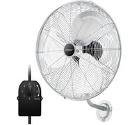 Ventilateur Mural Industriel 120 W 51 cm COSTWAY-3 Vitesses-3 Pales en Aluminium-Tête Oscillant-Protection Contre Surchauffe-Argent