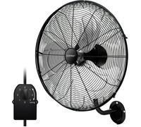 Ventilateur Mural Industriel 120 W 51 cm COSTWAY-3 Vitesses-3 Pales en Aluminium-Tête Oscillant-Protection Contre Surchauffe-Noir