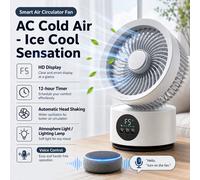 Ventilateur mural portable avec télécommande, commande vocale intelligente, rechargeable USB, ventilateur électrique pliable pour la maison, veilleuse, rafraîchisseur d'air Blue fan frame