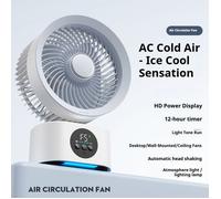 Ventilateur mural portable USB rechargeable avec télécommande, pliable, oscillant, avec veilleuse, rafraîchisseur d'air dome[MM1]