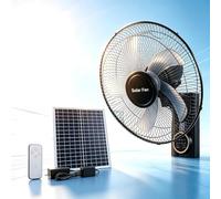 Ventilateur Mural Solaire Oscillant 40cm|Intérieur/Extérieur, Télécommande