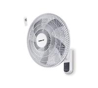 - Ventilateur mural W1670-RPG - Blanc - Hélice 40 cm - 3 vitesses - Avec télécommande - Grille et hélice plastiques - Oscillant ou fixe