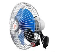 Ventilateur oscillant en métal pour camion 12 V 24 V avec clip solide, circulateur de refroidissement silencieux et long câble d'alimentation noir (20,3 cm 12 V)