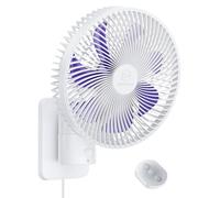 Ventilateur oscillant mural silencieux de 21,6 cm avec télécommande et minuterie, 4 vitesses réglables pour petite salle de bain, chambre à coucher, refroidissement pour camping-car
