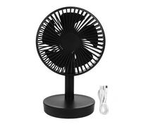 Ventilateur oscillant USB 3 vitesses, 5 pales, vent doux, petit ventilateur de bureau personnel avec tête mobile automatique, noir