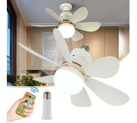 Ventilateur plafond-30W avec lampe et télécommande 3 vitesses,E27 ventilateur de plafond-- 42X20CM