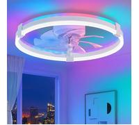 Ventilateur Plafond 51 Cm Rgb, Contrôle Télécommande & App, 6 Vitesses, Rotation Avant/Arrière, Dimmable 15%-100%, 3Cct, Ann[VV5]