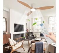 Ventilateur plafond avec éclairage et télécommande,Marron,diamètre 132cm,réglable avec trois températures couleur,ventilateur plafond encastré moderne,3 pales,adapté salons,chambres (Marron, Grand)