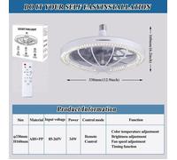 Ventilateur Plafond avec Lumiere 33X16 cm-BLANC-Vitesse du vent réglable