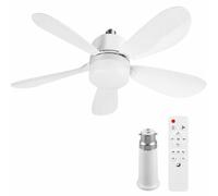 Ventilateur Plafond avec Lumière 52 cm, Télécommande, Adaptateur B22 Inclus | Installation sur douille existante sans perçage supplémentaire. LED dimmable 3000K-6500K, 3 vitesses, minuterie 2/4H