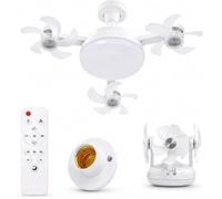 Ventilateur Plafond avec Lumiere,Ampoule LED E27 avec Ventilateur ,Lampe Plafond Silencieuse Dimmable avec Télécommande,3 Fan têtes