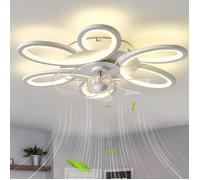 Ventilateur Plafond Avec Lumiere Fleurs Et Télécommande, LED Dimmable Silencieux Lustre Ventilateur, DC 6 Vitesse2pcs