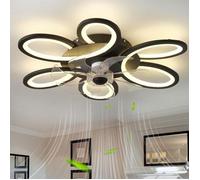 Ventilateur Plafond Avec Lumiere Fleurs Et Télécommande, LED Dimmable Silencieux Lustre Ventilateur, DC 6 Vitesse 2 pcs