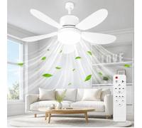 Ventilateur Plafond avec Lumiere, Plafonnier de Ampoule Ventilateur Lampe, 40/30W Lustre 52/42cm 3 Vitesses 5 Pales Silencieux,