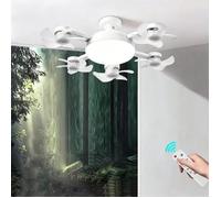 Ventilateur Plafond avec Lumiere Pliable,52cm 5 Fan têtes Lampe Ventilateur Plafonnier Silencieux avec Telecommande,3 Vitesses