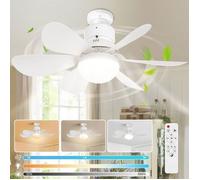 Ventilateur plafond E27 - Silencieux Dimmable - Intérieur - Blanc 6 pales