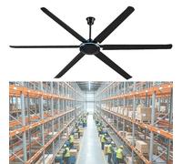 Ventilateur Plafond Industriel 200cm Sans Lampe, Silencieux 5 Vitesses, Grand Débit Air, Facile À Poser Pour Garage Entrepôt Maison(Black)