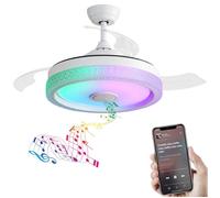 Ventilateur Plafond Invisible 107 cm - LED RGB Bluetooth - Moteur CC Réversible - Télécommande/App