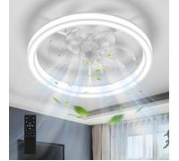 Ventilateur Plafond Led 48Cm, 36W Silencieux Avec Lampe Intégrée Et Télécommande Dimmable, 6 Vitesses, Moderne Pour Chambre, Salon,