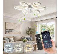 Ventilateur Plafond LED 65cm avec Télécommande et Appli 3 Couleurs 6 Vitesses Silencieux Blanc