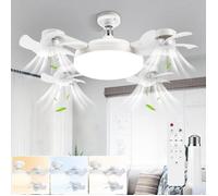 Ventilateur Plafond LED avec Lumiere, 4 Fan têtes Lampe Ventilateur Plafonnier, Dimmable, avec Telecommande, 3 Vitesses, Douille E27