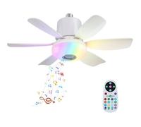 Ventilateur Plafond LED avec Lumière RGB Dimmable,lampe Ventilateur Plafond E27 Interface,Plafonnier Ventilateur pour Salon (Blanc)