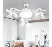 Ventilateur Plafond LED Dimmable 3 Pales Silencieux avec Télécommande pour | Moteur , Blanc Froid, Blanc Chaud, 3000K-6500K, Pour Plafond Incliné, 3 Vitesses, Mémoire, 50W