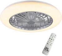 Ventilateur de plafond avec éclairage plafonnier salon, télécommande dimmable veilleuse minuterie effet ciel étoilé, couleur titane, 1x LED 30W 2200Lm 300-6500K, DxH 50x16cm