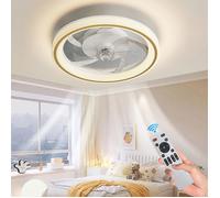 Ventilateur plafond moderne avec lumière LED et télécommande 6 vitesses ultra silencieux mode été/hiver idéal pour chambre