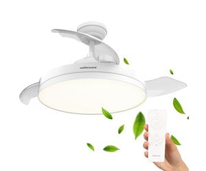 Ventilateur plafond pliable - Mellerware - Ultra-silencieux - Lumière LED 36W - Diamètre 106 cm - Pales rétractables