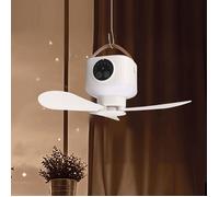 ventilateur plafond USB avec lumière - 4 vitesses, télécommande, minuterie 2h, lampe de nuit douce - pour camping, tente - Blanc