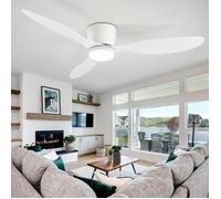 Ventilateur Plafonnier 106cm Avec Lumière LED 3 Pales Noir Montage Affleurant Télécommande Gradation Continue Intérieur/Extérieur