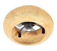 Ventilateur plafonnier lumière FARELEK Canisséa 112449 Ø50 cm 6 vitesses télécommande 4xE27 39 dB Abat-jour tressé brun clair (canne/résine)