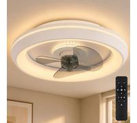 Ventilateur de plafond avec lumière Lampes avec ventilateur Ventilateur de plafond avec télécommande et LED décorative en bleu-blanc, minuterie CCT dimmable, 41 watts LED 2216lm 2700-6500K, 48 cm