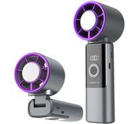 Ventilateur pliable à grande vitesse,ELVANZA Ventilateur,3 en 1 (à porter autour du cou, à main et de bureau),puissance de ventilation turbo,batterie longue durée avec port Type-C,gris gris