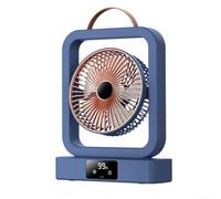 Ventilateur pliable avec minuterie, lecture numérique, alimenté par USB, bureau mural compact pour flux d'air hybride à faible bruit pour camping, voyage, salon, 21 cm, bleu (bleu)