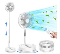 Ventilateur pliable portable USB rechargeable avec télécommande, rafraîchisseur d'air silencieux sans fil sur pied pour camping et bureau Black