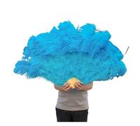 Ventilateur pliant à main pour femme, 13 os grand éventail en plumes d'autruche rouge 130 cm pour fête, danse, spectacle, accessoires de performance, éventails en peluche, travaux manuels, éventail à