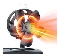 Ventilateur Poele à Bois avec thermomètre, ventilateur oscillant à 60° avec 5 pales de 210 mm, fonctionnement thermique et silencieux (sans électricité) pour poêles à bois/Cheminée/Gaz (HL-300C1-0)